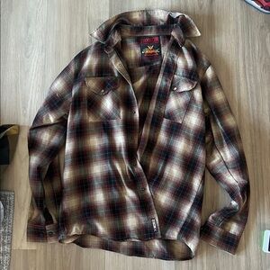 DIXXON Plaid Flannel Shirt in Red and Black